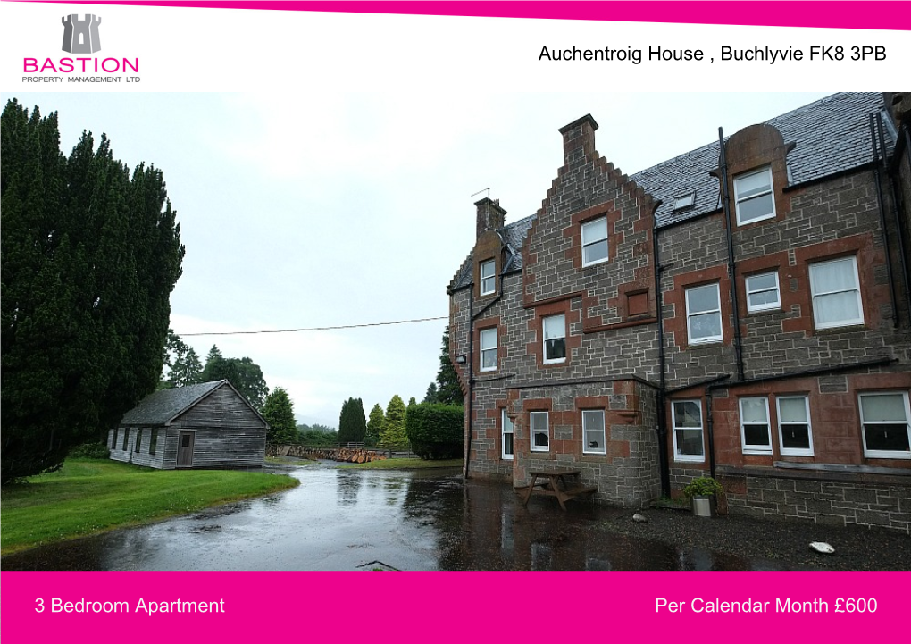 Auchentroig House , Buchlyvie FK8 3PB 3 Bedroom Apartment Per