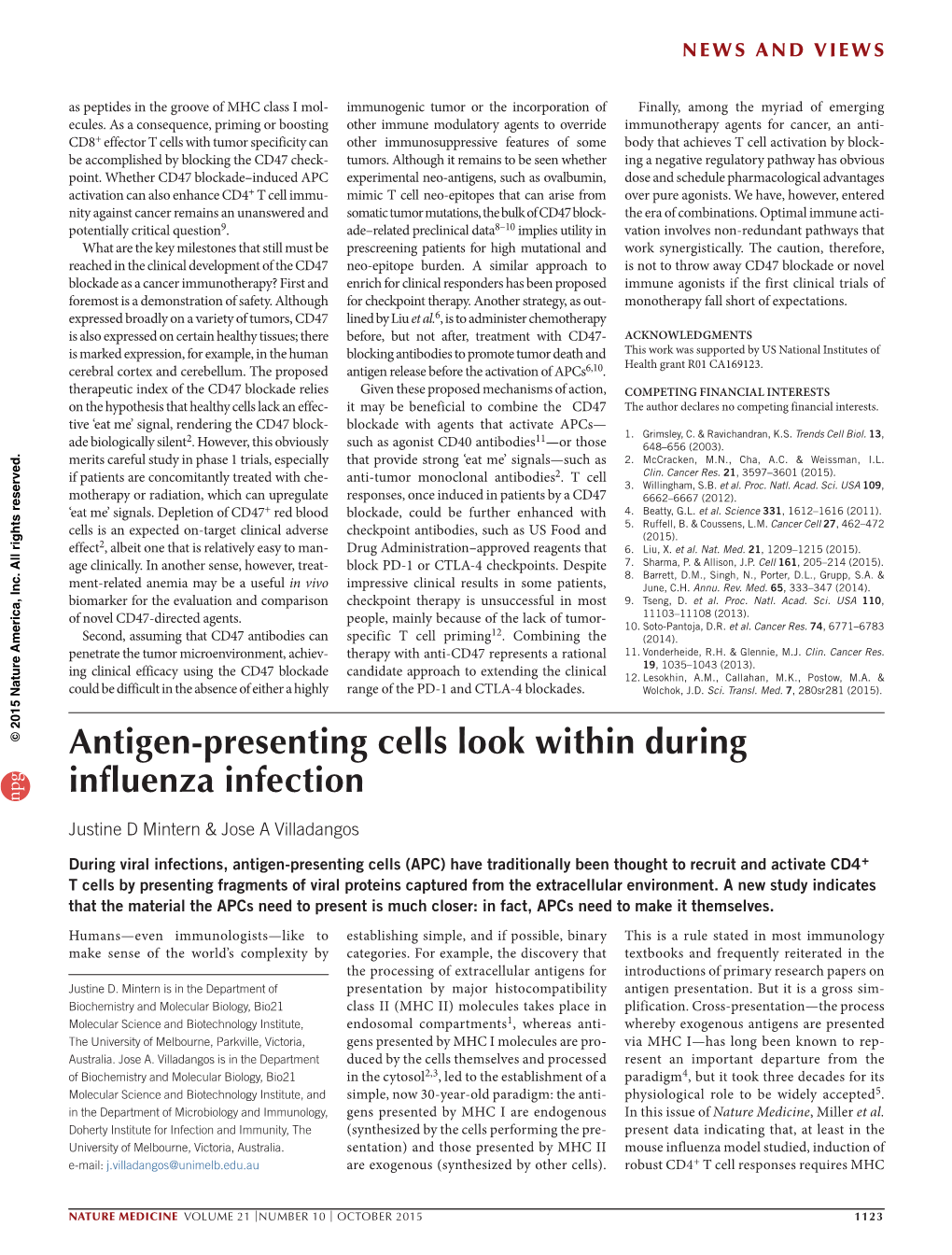 Antigen-Presenting Cells Look Within During Influenza Infection Npg