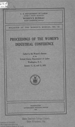 Proceedings of the Women's Industrial Conference
