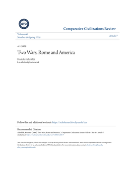 Two Wars, Rome and America Kristofer Allerfeldt K.M.Allerfeldt@Exeter.Ac.Uk