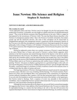 Isaac Newton: His Science and Religion Stephen D