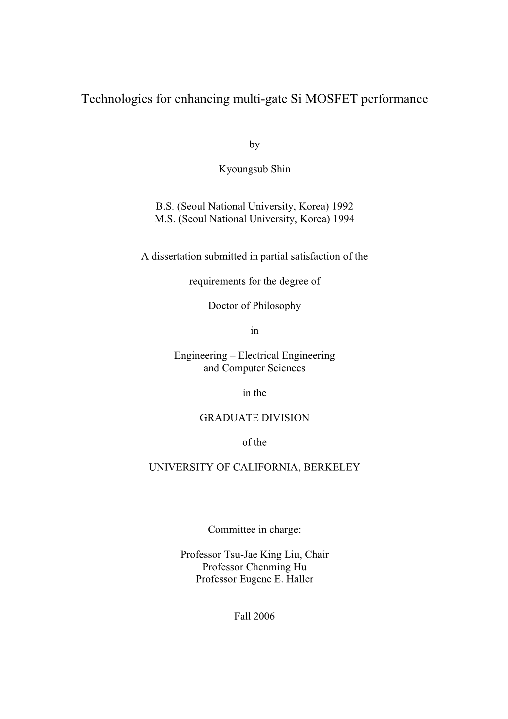 Technologies for Enhancing Multi-Gate Si MOSFET Performance