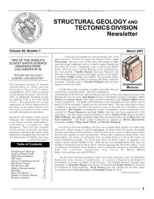 STRUCTURAL GEOLOGY TECTONICS DIVISION Newsletter