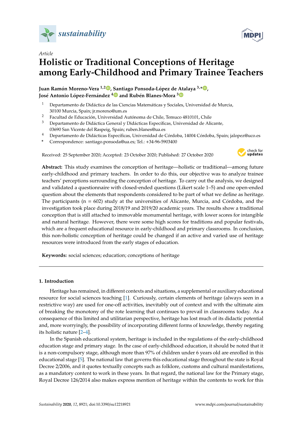 Holistic Or Traditional Conceptions of Heritage Among Early-Childhood and Primary Trainee Teachers