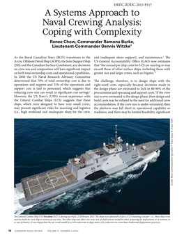 A Systems Approach to Naval Crewing Analysis: Coping with Complexity Renee Chow, Commander Ramona Burke, Lieutenant-Commander Dennis Witzke*