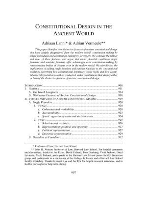 Constitutional Design in the Ancient World