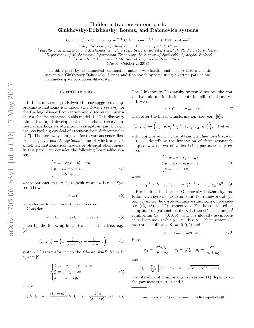 Hidden Attractors on One Path: Glukhovsky-Dolzhansky, Lorenz, and Rabinovich Systems