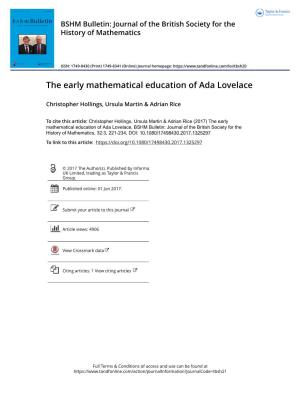 The Early Mathematical Education of Ada Lovelace