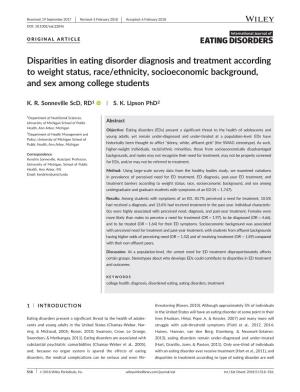 Disparities in Eating Disorder Diagnosis and Treatment According to Weight Status, Race/Ethnicity, Socioeconomic Background, and Sex Among College Students
