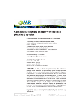 Comparative Petiole Anatomy of Cassava (Manihot) Species