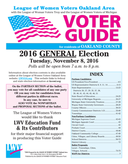 2016 General Election LWVOA Voter Guide