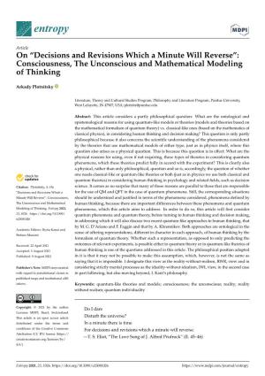 Consciousness, the Unconscious and Mathematical Modeling of Thinking