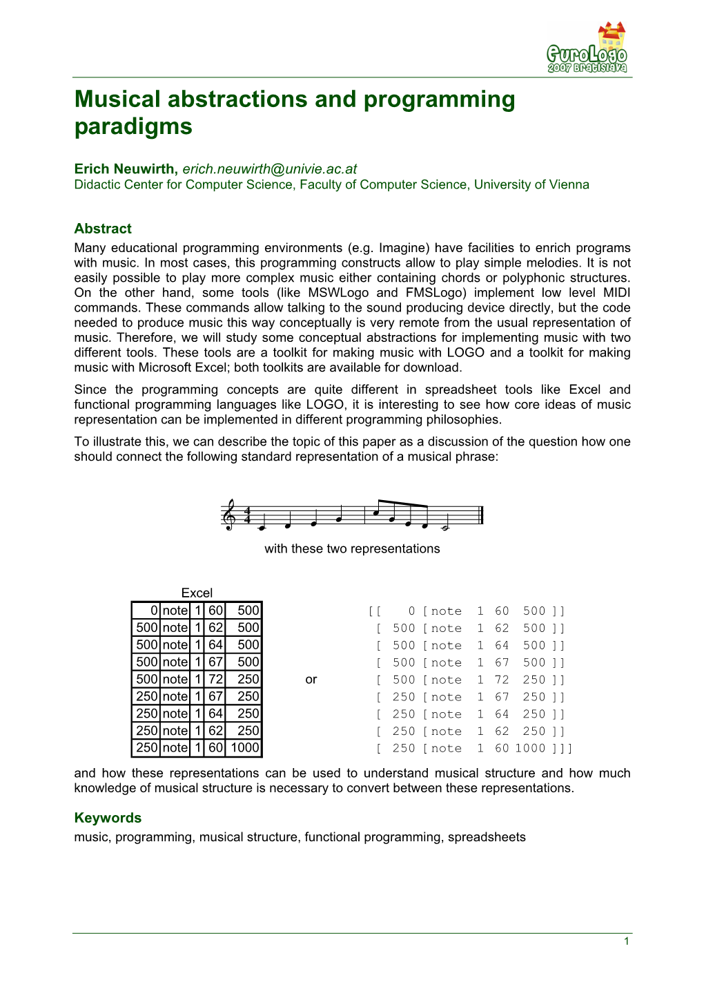 Musical Abstractions and Programming Paradigms