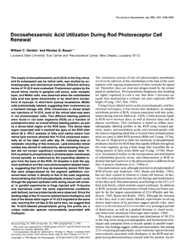 Docosahexaenoic Acid Utilization During Rod Photoreceptor Cell Renewal