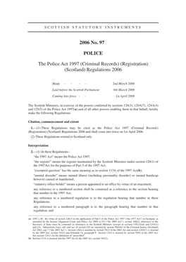 2006 No. 97 POLICE the Police Act 1997 (Criminal Records