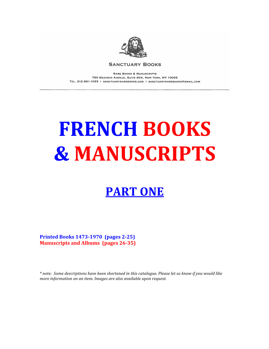 French Books & Manuscripts