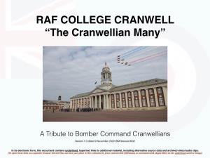 A Tribute to Bomber Command Cranwellians