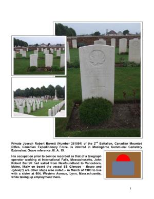 Of the 2Nd Battalion, Canadian Mounted Rifles, Canadian Expeditionary Force, Is Interred in Mazingarbe Communal Cemetery Extension: Grave Reference, III
