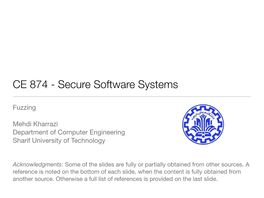 CE 874 - Secure Software Systems