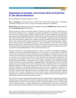 Free French Africa in World War II: the African Resistance'