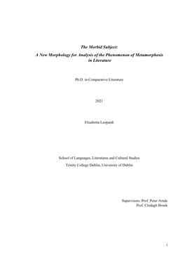 The Morbid Subject: a New Morphology for Analysis of the Phenomenon of Metamorphosis in Literature