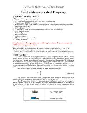 Lab 1 – Measurements of Frequency