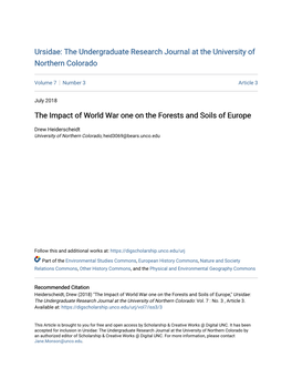 The Impact of World War One on the Forests and Soils of Europe