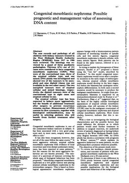 Congenital Mesoblastic Nephroma: Possible Prognostic and Management Value of Assessing J Clin Pathol: First Published As 10.1136/Jcp.44.4.317 on 1 April 1991