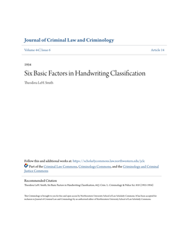 Six Basic Factors in Handwriting Classification Theodora Leh