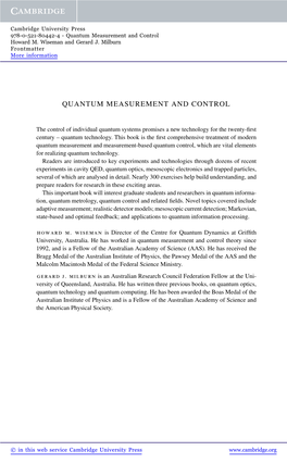Quantum Measurement and Control Howard M