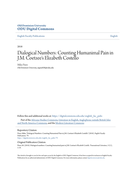 Dialogical Numbers: Counting Humanimal Pain in J.M