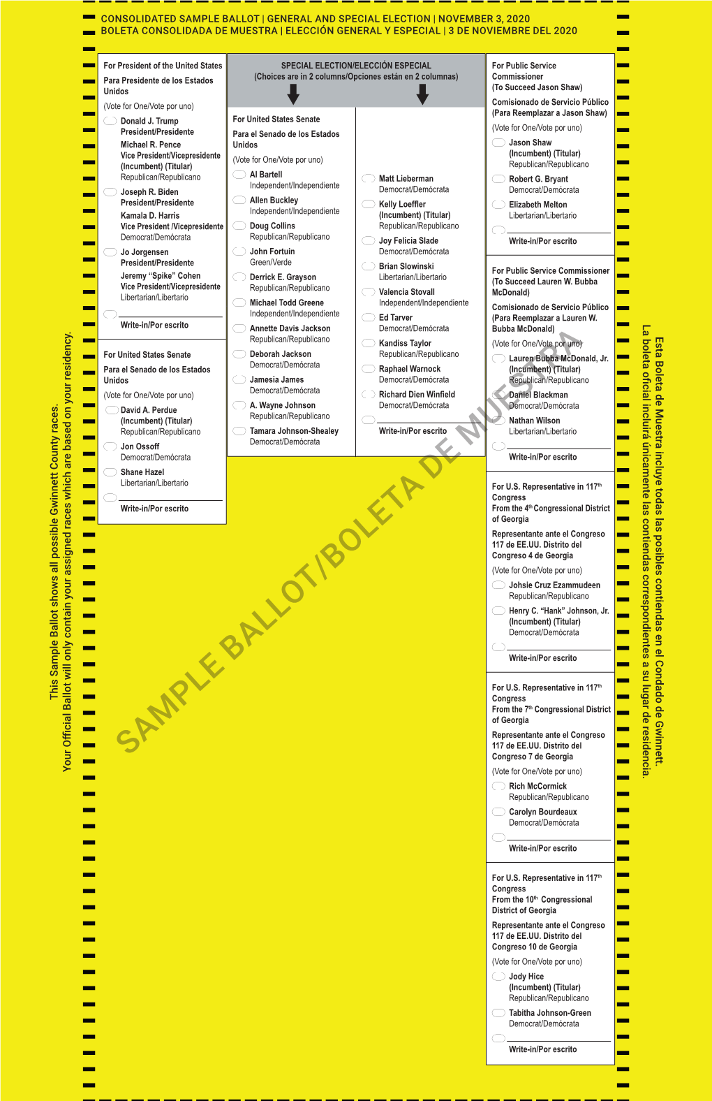 Sam Ple Ballot/Boleta De M Uestra