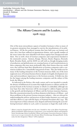 1 the Allianz Concern and Its Leaders, 1918–1933