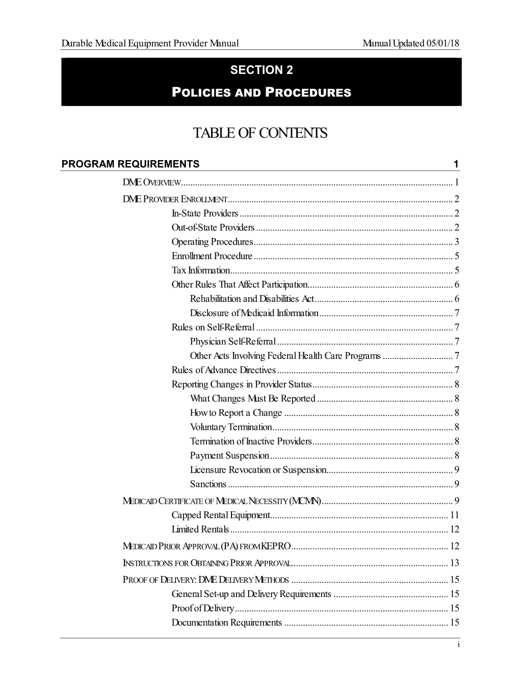 Section 2 Policies and Procedures