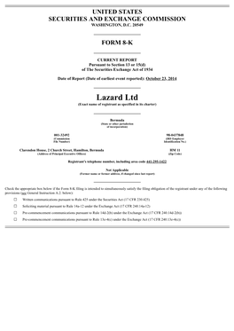 Lazard Ltd (Exact Name of Registrant As Specified in Its Charter)