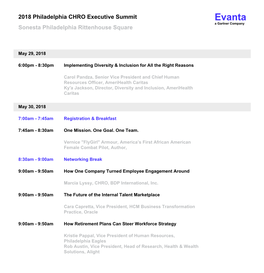 2018 Philadelphia CHRO Executive Summit Evanta a Gartner Company Sonesta Philadelphia Rittenhouse Square