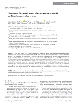 The Contest for the Tall Forests of South-Western Australia and the Discourses of Advocates