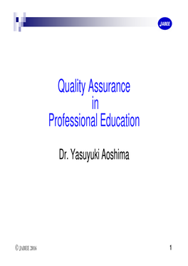 Quality Assurance in Professional Education