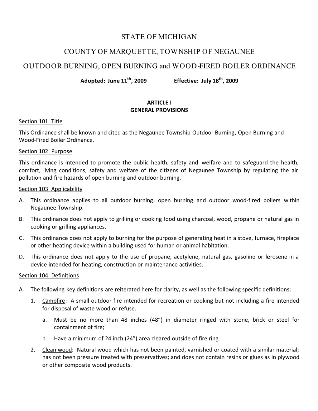 FINAL Outdoor, Open Burning and Wood-Fired Boiler Ordinance