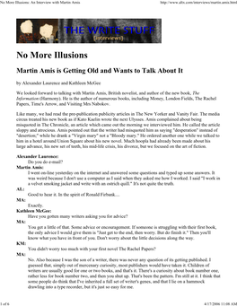 No More Illusions: an Interview with Martin Amis