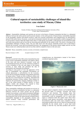 Cultural Aspects of Sustainability Challenges of Island-Like Territories: Case Study of Macau, China