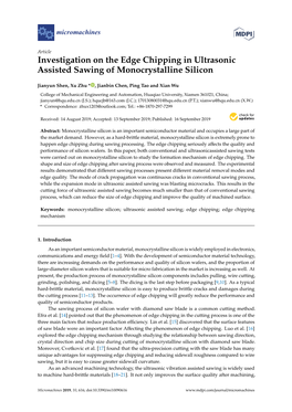 Investigation on the Edge Chipping in Ultrasonic Assisted Sawing of Monocrystalline Silicon