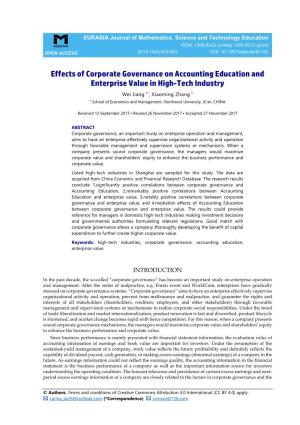 Effects of Corporate Governance on Accounting Education And