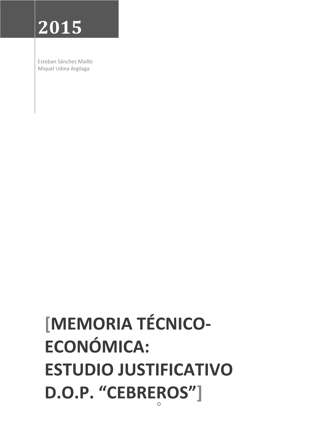 2015 [Memoria Técnico- Económica