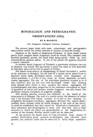 Mineralogic and Petrographic Observations (1953)