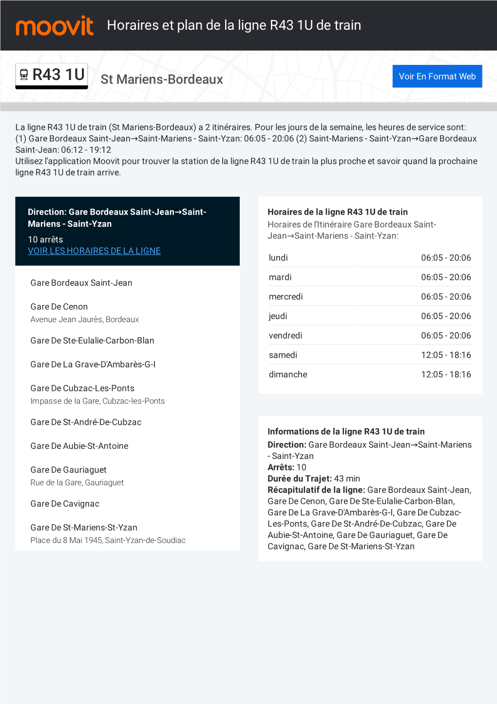 Horaires Et Trajet De La Ligne R43 1U De Train Sur Une Carte