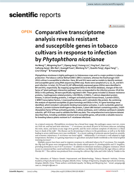 Comparative Transcriptome Analysis Reveals Resistant and Susceptible Genes in Tobacco Cultivars in Response to Infection by Phyt