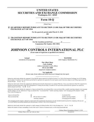 JOHNSON CONTROLS INTERNATIONAL PLC (Exact Name of Registrant As Specified in Its Charter)