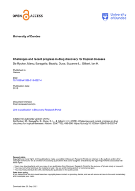 University of Dundee Challenges and Recent