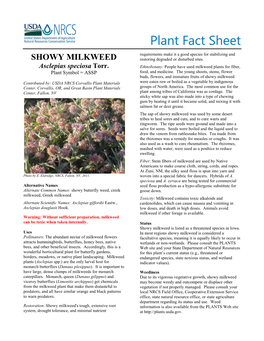 Plant Fact Sheet for Showy Milkweed (Asclepias Speciosa)